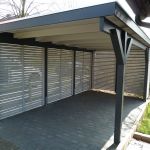 Carport mit Holzblende + Seitenwand Rhombusprofil, Leimholz