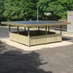 Freisitzüberdachung, Unterstand Pausenhof, Flachdach mit Seitenwänden