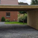 Doppelcarport mit Holzblende, Gerätekammer Kiefer