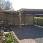 Einzelcarport Winkel-Rhombus waagerecht Holzblende