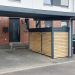 Carport-Holzblende-Mülltonneneinfassung-Fichte Brettschichtholz